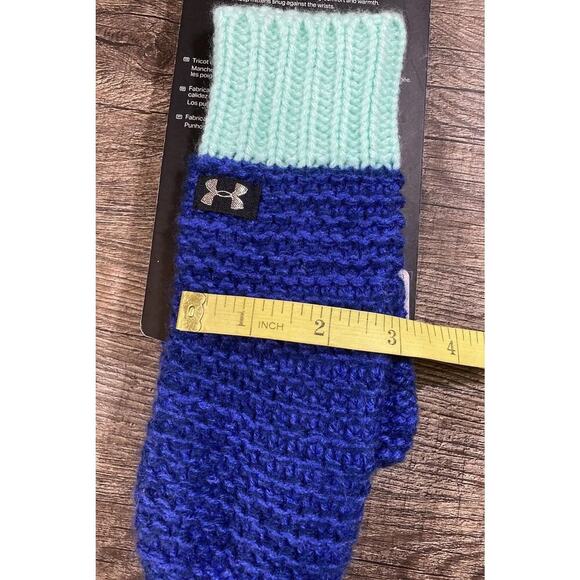New Under Armour Girls Favorite Cold Gear Mittens Youth One Size Green Blue - Picture 6 of 6
